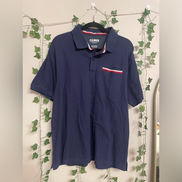 Cooper Navy Polo Shirt with Striped Pocket - Picture 1 of 4